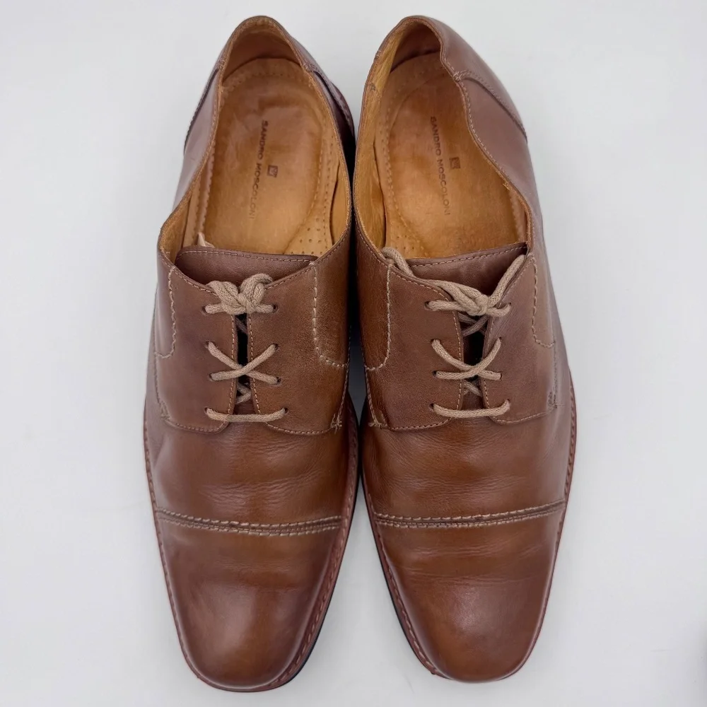 Sandro Moscoloni Bryan Cap Toe Derby: Brown Leather, Lace-Up Dress Shoe Size:16D